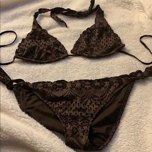 Brown lace bikini